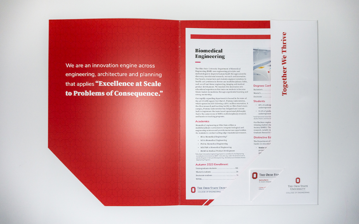 CoE custom folder design, inside with inserts