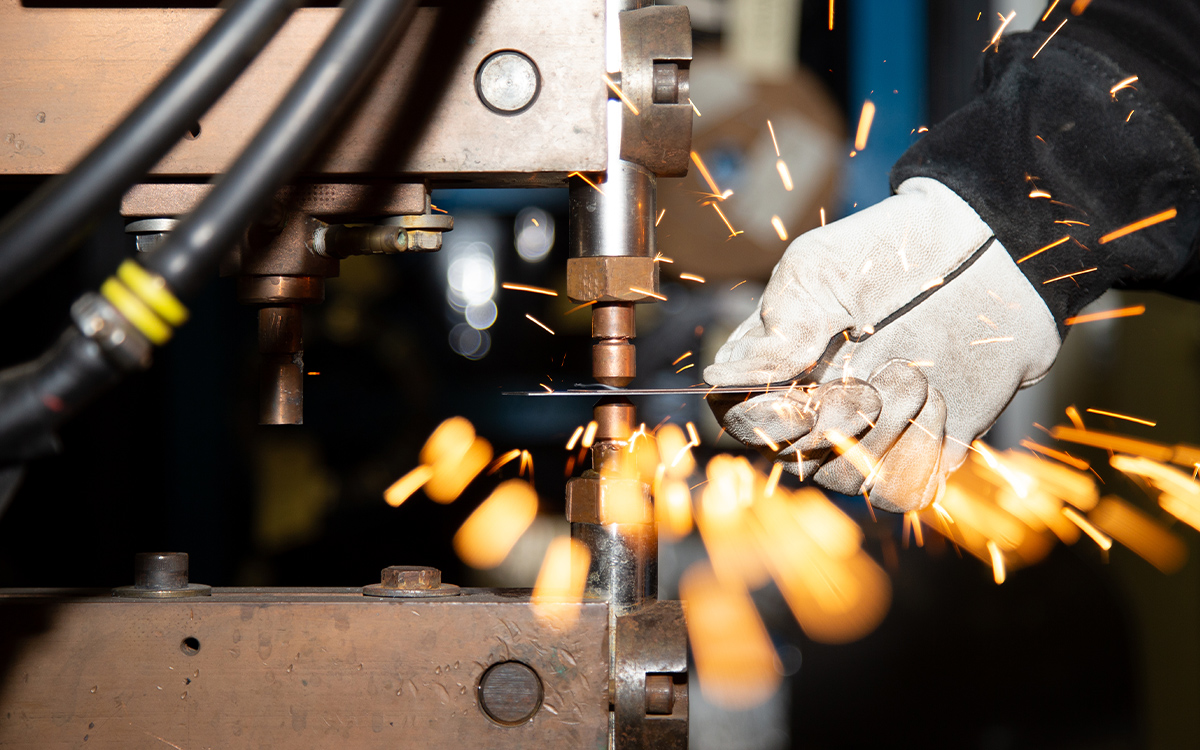 A student welding